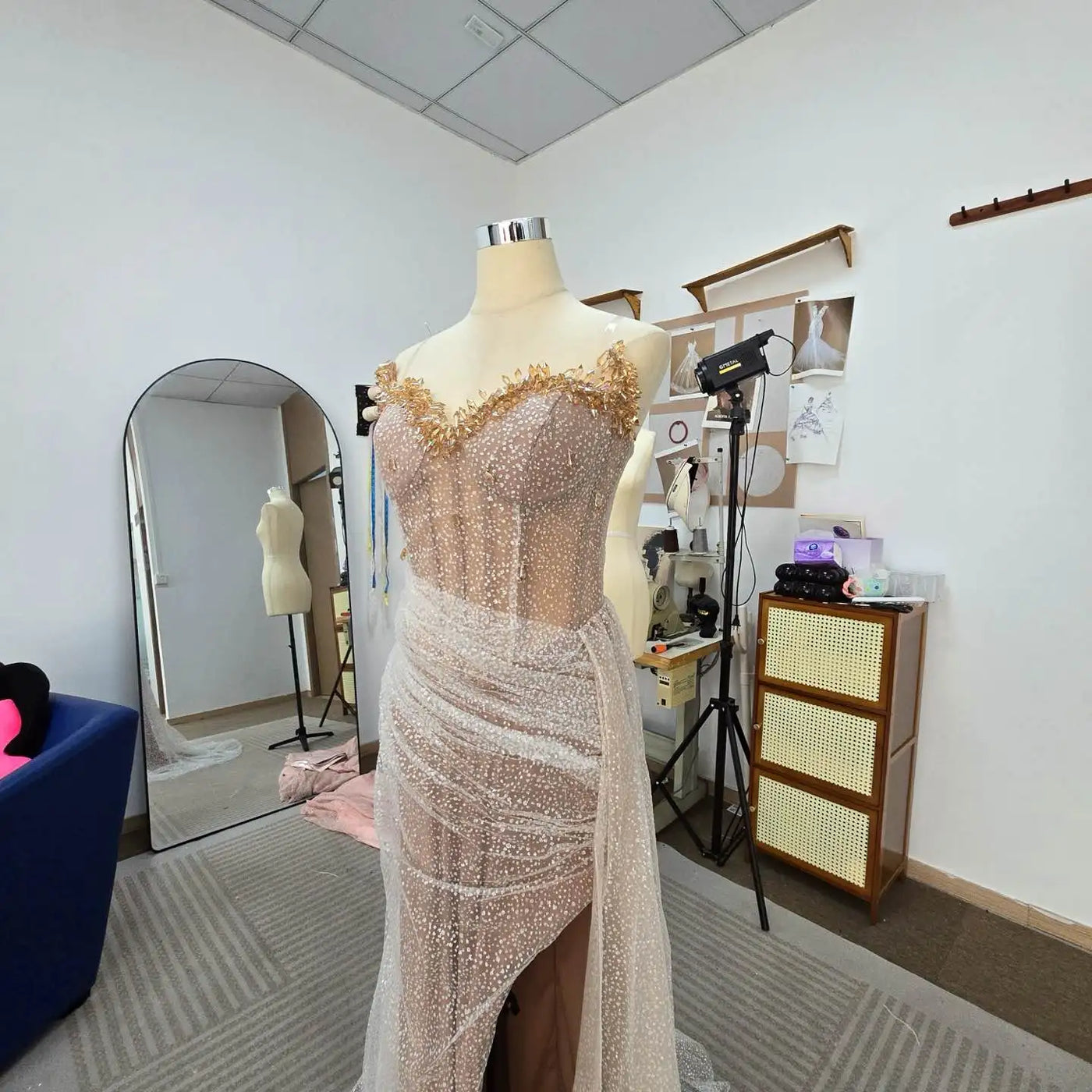 Sweetheart Mermaid Evening Dress - Beaded High Split Floor Length Gown