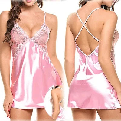 Lace Satin Babydoll Nightdress Set - Romantic Sleepwear Lingerie