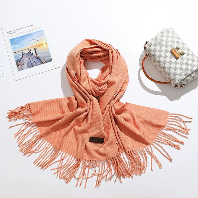 Solid Color Cashmere-Feel Winter Scarf - Soft Shawl Wrap Gift