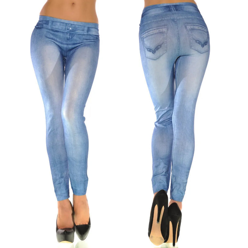 Classic Stretch Jeggings - Slim Imitation Jean Leggings
