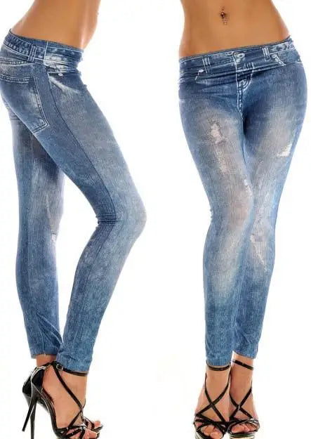Classic Stretch Jeggings - Slim Imitation Jean Leggings