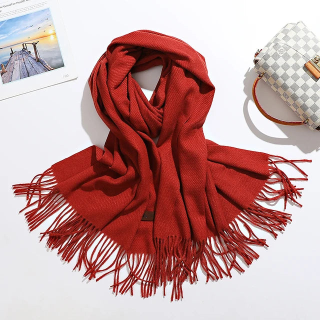 Solid Color Cashmere-Feel Winter Scarf - Soft Shawl Wrap Gift