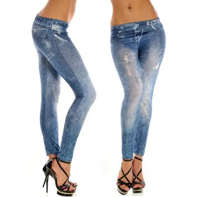 Classic Stretch Jeggings - Slim Imitation Jean Leggings
