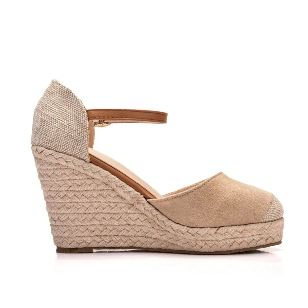 Suede Wedge Ankle Sandals - Round Toe Casual Dress Shoes