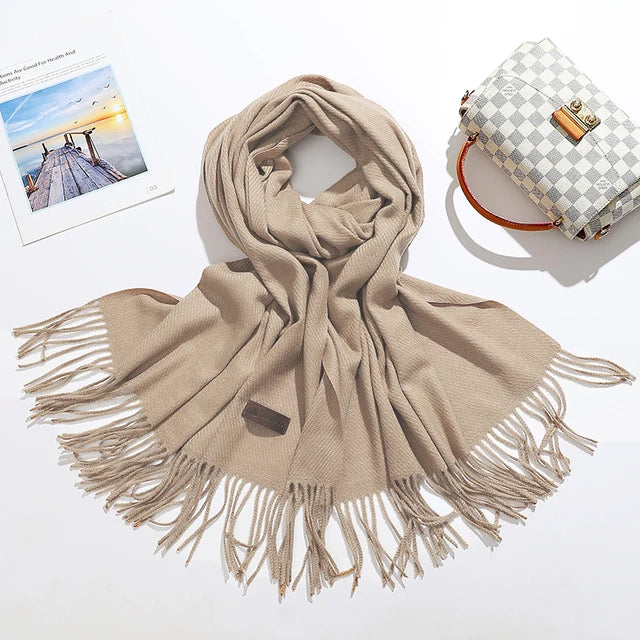 Solid Color Cashmere-Feel Winter Scarf - Soft Shawl Wrap Gift