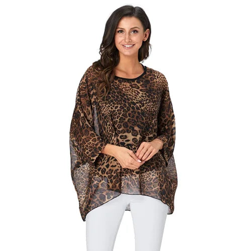 Plus Size Batwing Chiffon Blouse - Boho Loose Summer Shirt