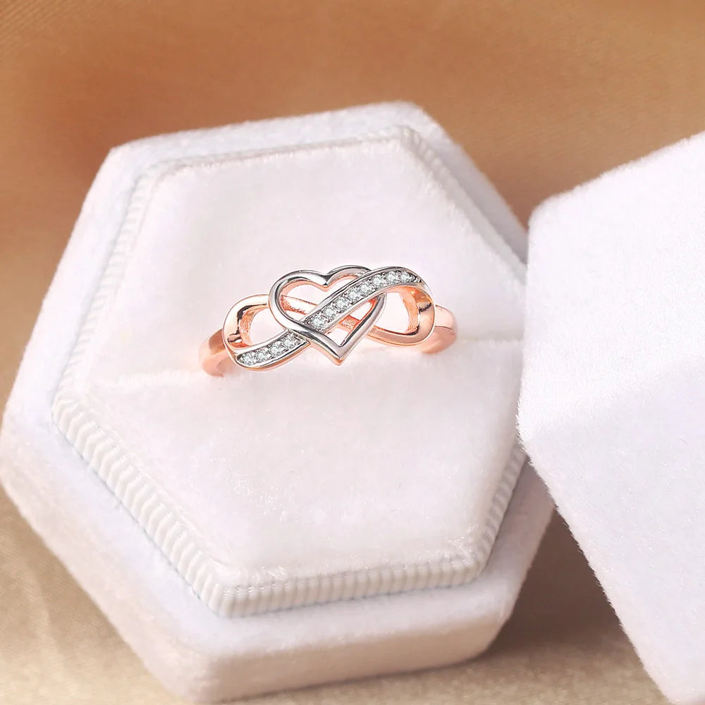 Infinity Love Promise Ring - Double Color Dainty Engagement Band