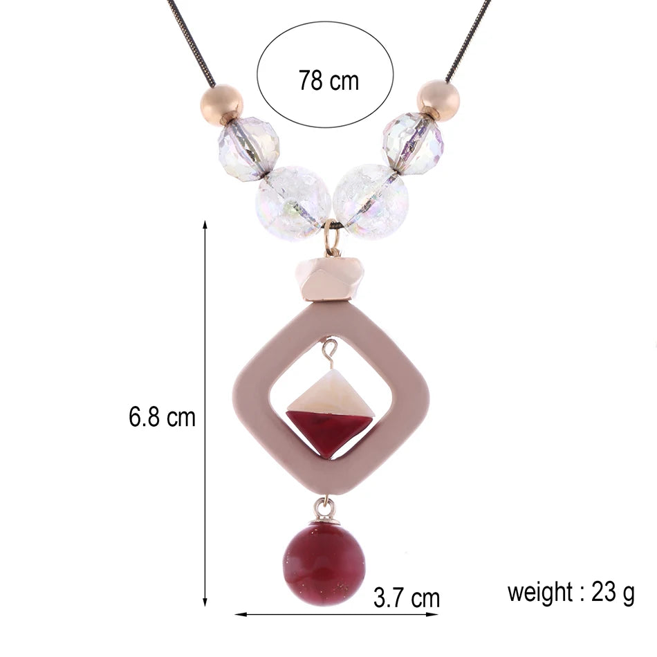 Acrylic Bead Long Sweater Necklace - Fashion Pendant Jewelry Gift