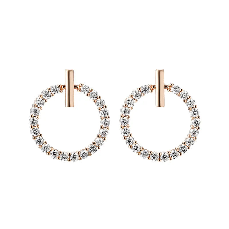 925 Sterling Silver Rhinestone Stud Earrings - Geometric Crystal Jewelry