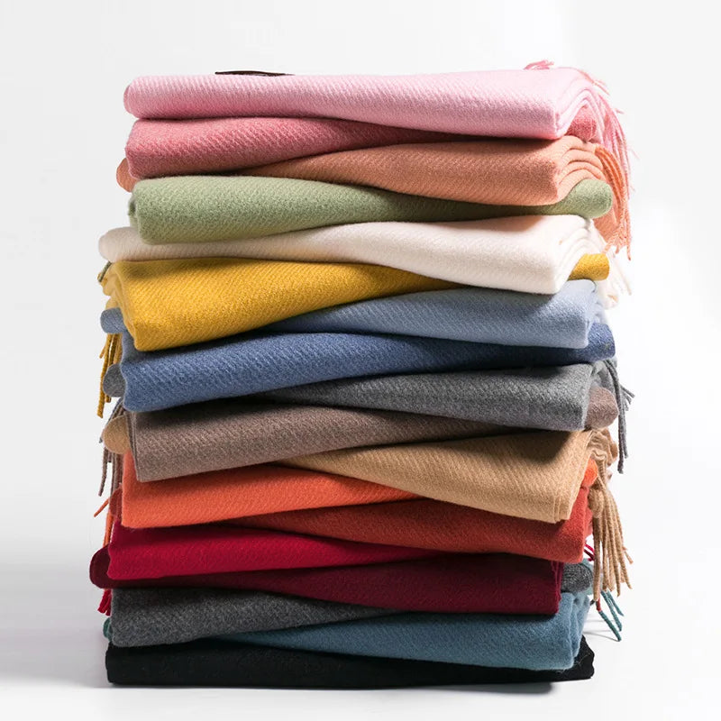 Solid Color Cashmere-Feel Winter Scarf - Soft Shawl Wrap Gift
