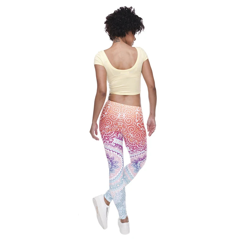 Aztec Ombre High Waist Leggings - Soft Stretch Fitness Pants