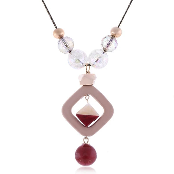 Acrylic Bead Long Sweater Necklace - Fashion Pendant Jewelry Gift