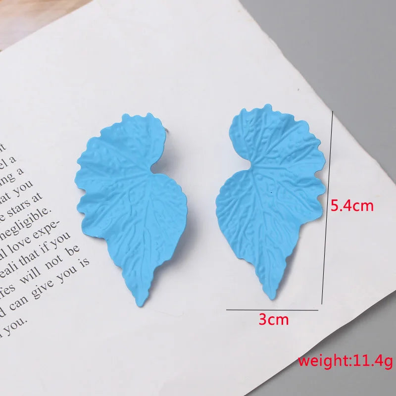 Blue Geometric Flower Butterfly Dangle Earrings - Bohemian Statement Jewelry