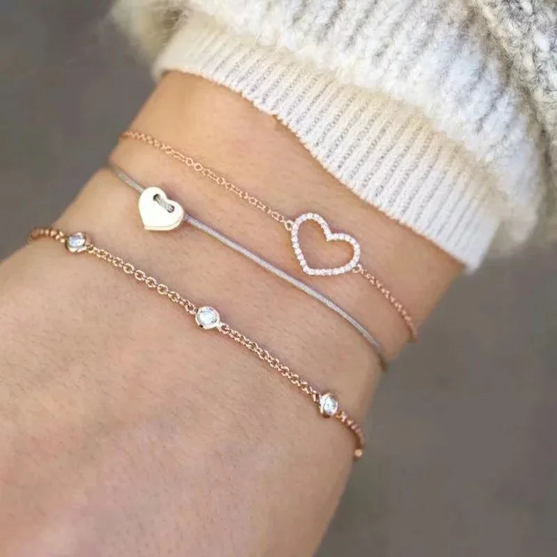 Boho Geometric Bracelet Set - Star Map Heart Charm Jewelry