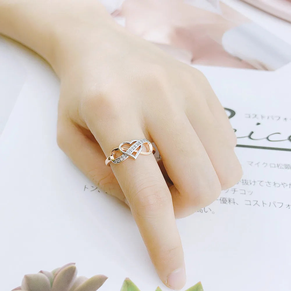 Infinity Love Promise Ring - Double Color Dainty Engagement Band