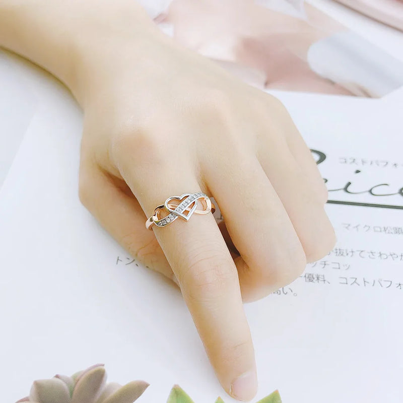 Infinity Love Promise Ring - Double Color Dainty Engagement Band