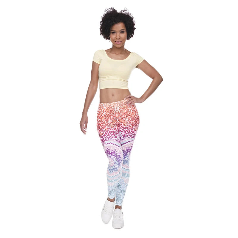 Aztec Ombre High Waist Leggings - Soft Stretch Fitness Pants