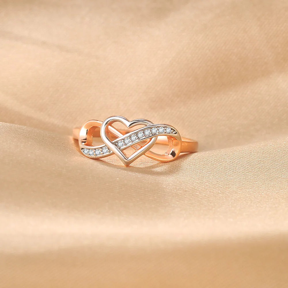 Infinity Love Promise Ring - Double Color Dainty Engagement Band