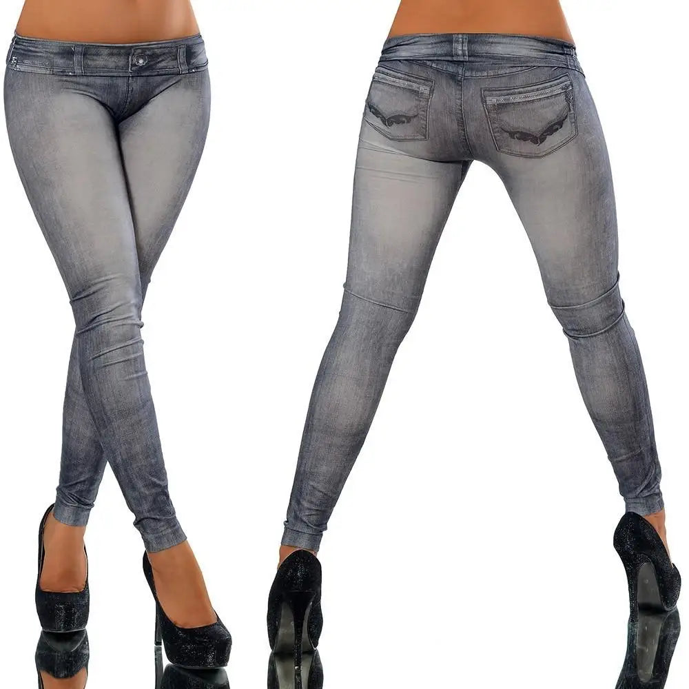 Classic Stretch Jeggings - Slim Imitation Jean Leggings
