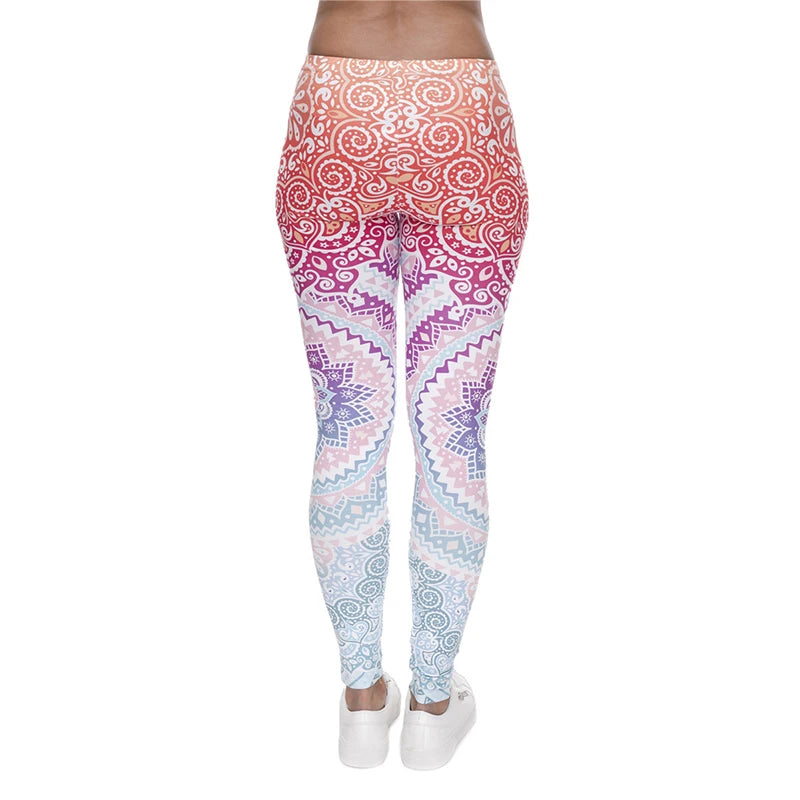 Aztec Ombre High Waist Leggings - Soft Stretch Fitness Pants