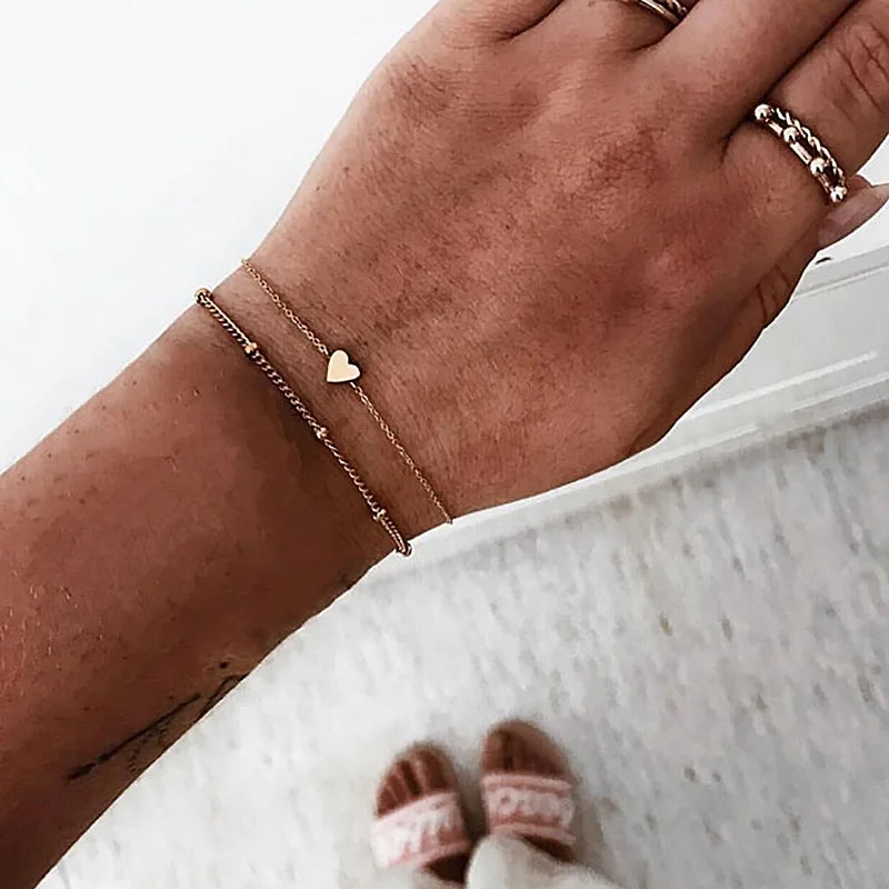 Boho Geometric Bracelet Set - Star Map Heart Charm Jewelry