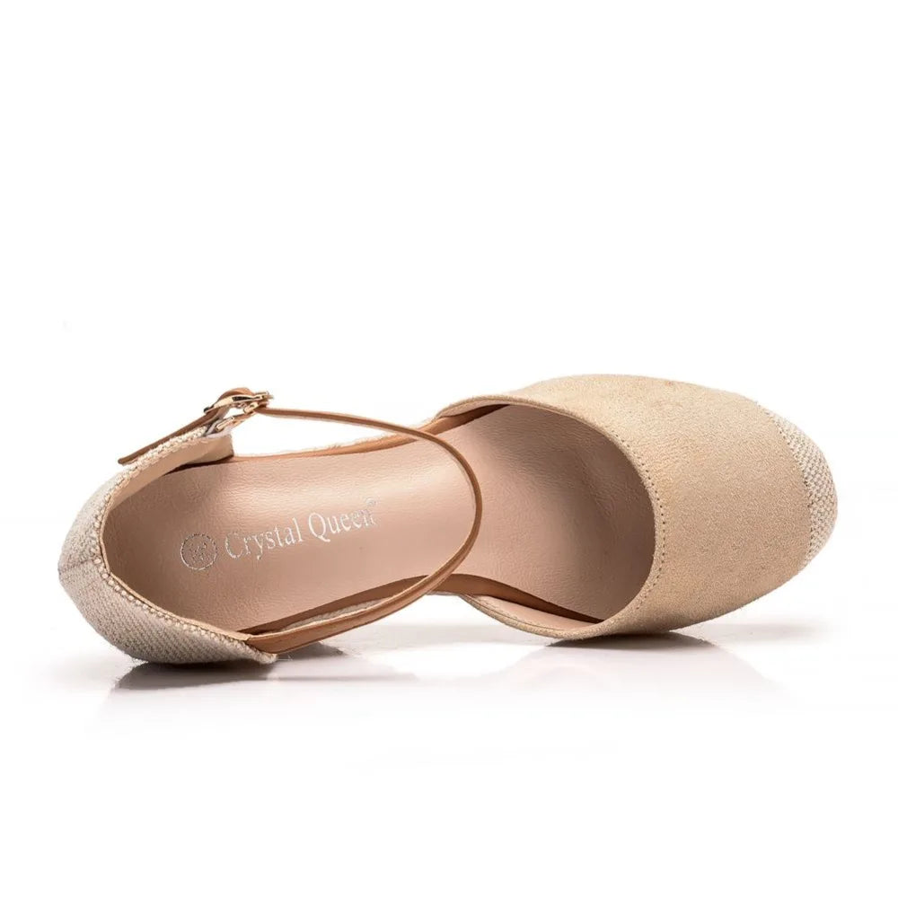 Suede Wedge Ankle Sandals - Round Toe Casual Dress Shoes