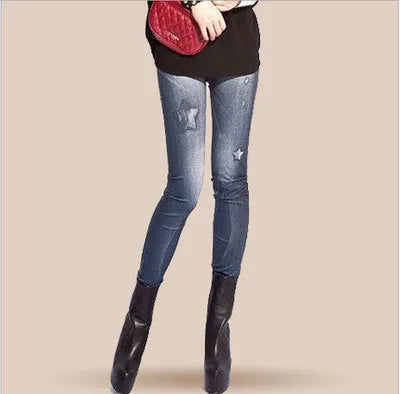 Classic Stretch Jeggings - Slim Imitation Jean Leggings