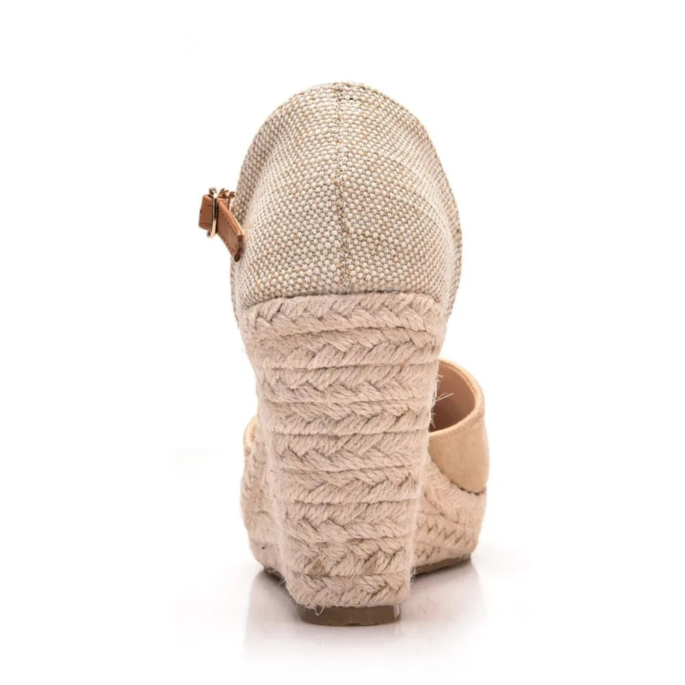 Suede Wedge Ankle Sandals - Round Toe Casual Dress Shoes