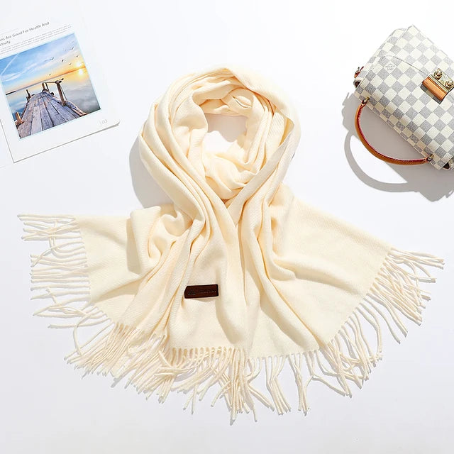 Solid Color Cashmere-Feel Winter Scarf - Soft Shawl Wrap Gift