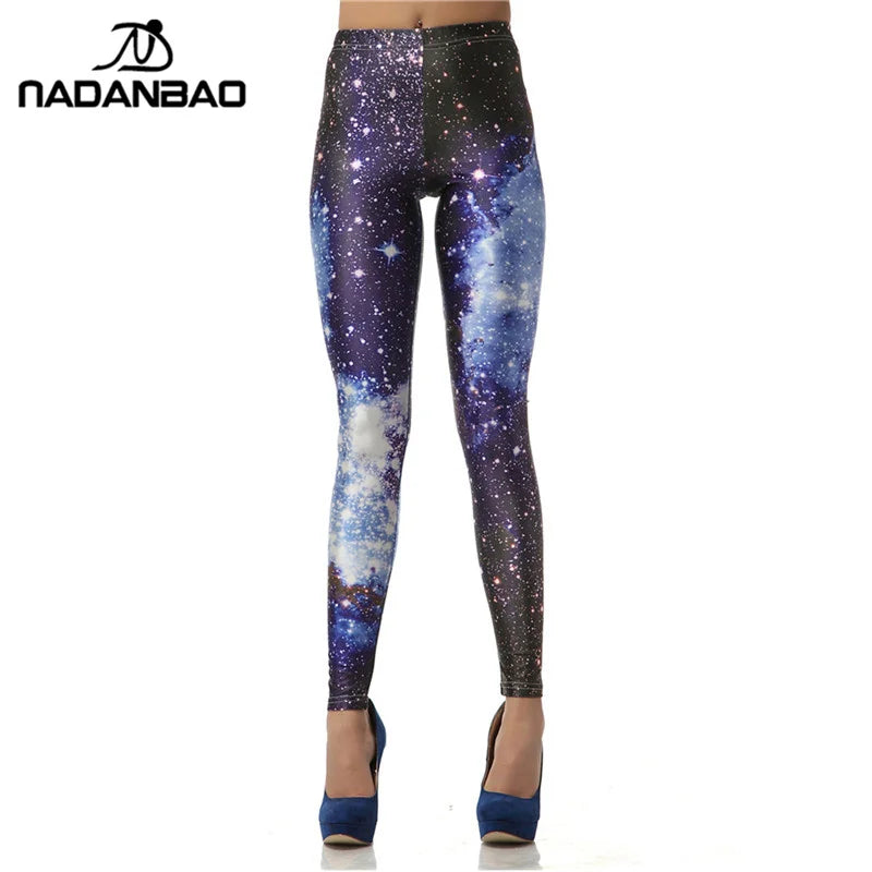 Blue Galaxy 3D Print Leggings - Slim Stretch Fashion Tights