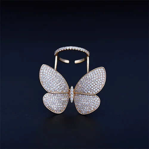 Korean Butterfly CZ Ring - Micro Paved Shining Party Jewelry