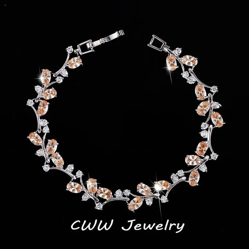 Austrian Crystal Rhinestone Bangle - White Gold Tone Statement Bracelet