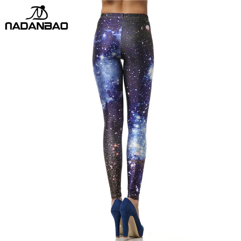 Blue Galaxy 3D Print Leggings - Slim Stretch Fashion Tights
