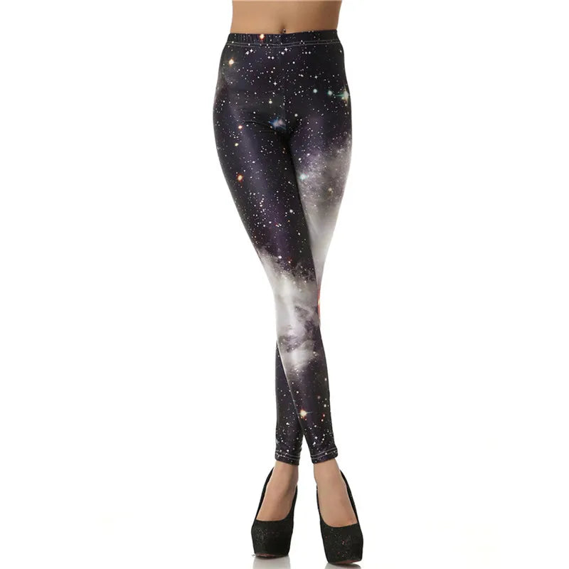 Blue Galaxy 3D Print Leggings - Slim Stretch Fashion Tights