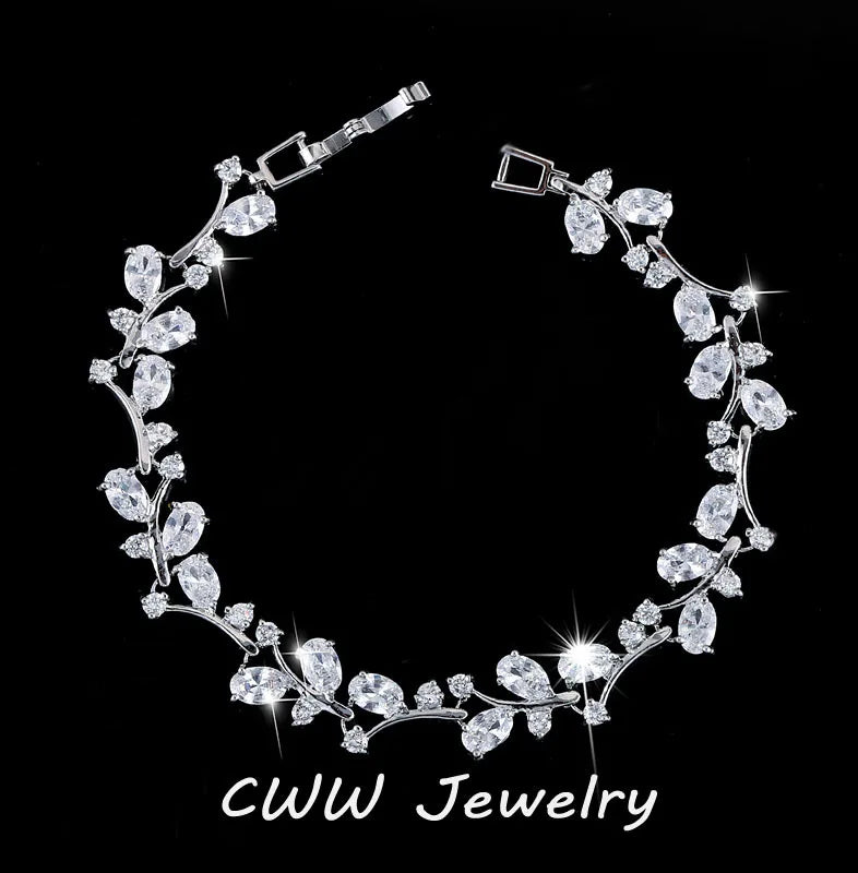 Austrian Crystal Rhinestone Bangle - White Gold Tone Statement Bracelet