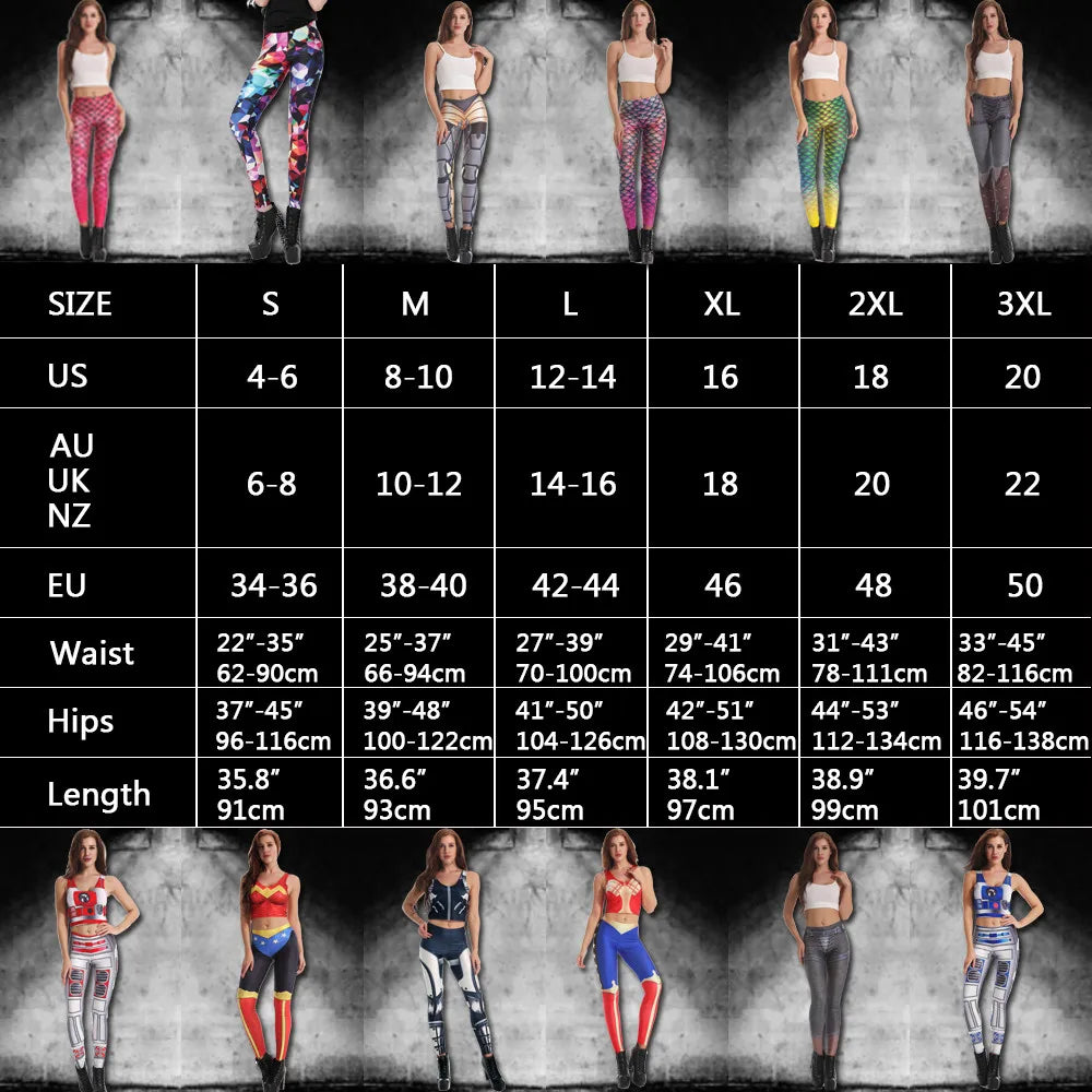 Fluorescent 3D Print Leggings - Colorful Mid-Calf Fashion Tights