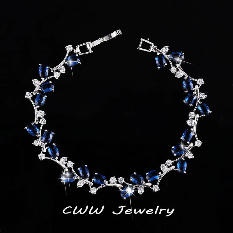 Austrian Crystal Rhinestone Bangle - White Gold Tone Statement Bracelet