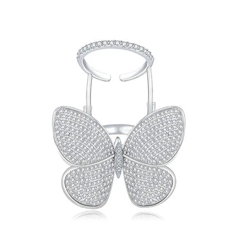 Korean Butterfly CZ Ring - Micro Paved Shining Party Jewelry