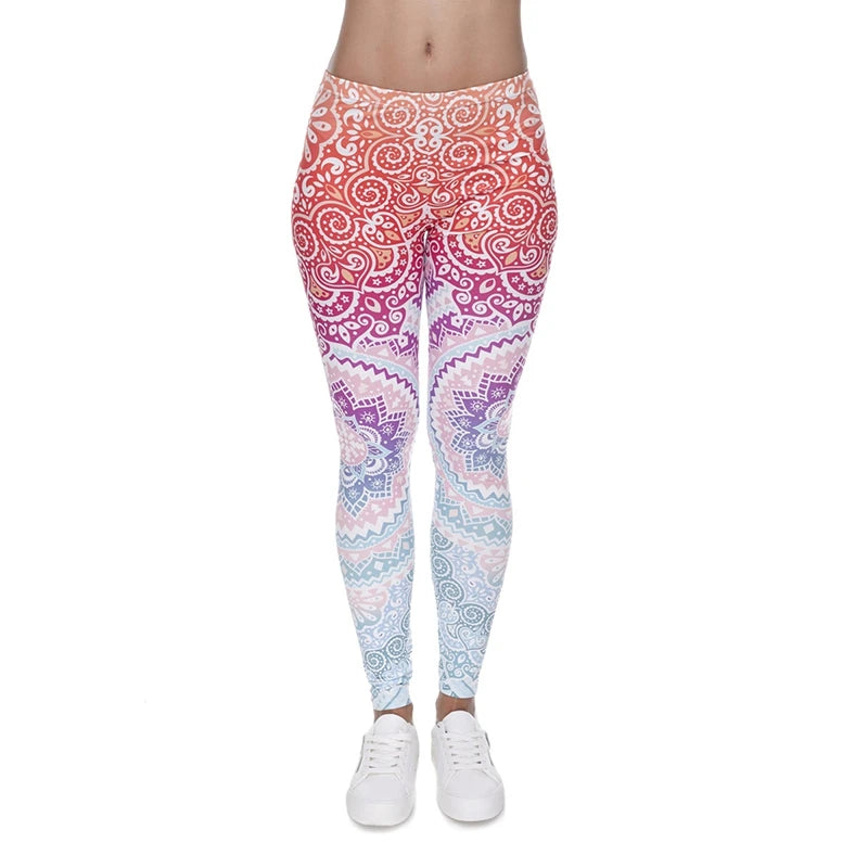 Aztec Ombre High Waist Leggings - Soft Stretch Fitness Pants