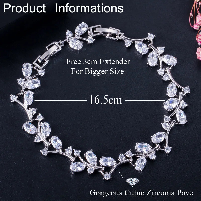 Austrian Crystal Rhinestone Bangle - White Gold Tone Statement Bracelet
