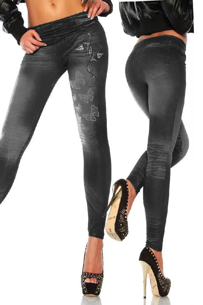 Classic Stretch Jeggings - Slim Imitation Jean Leggings