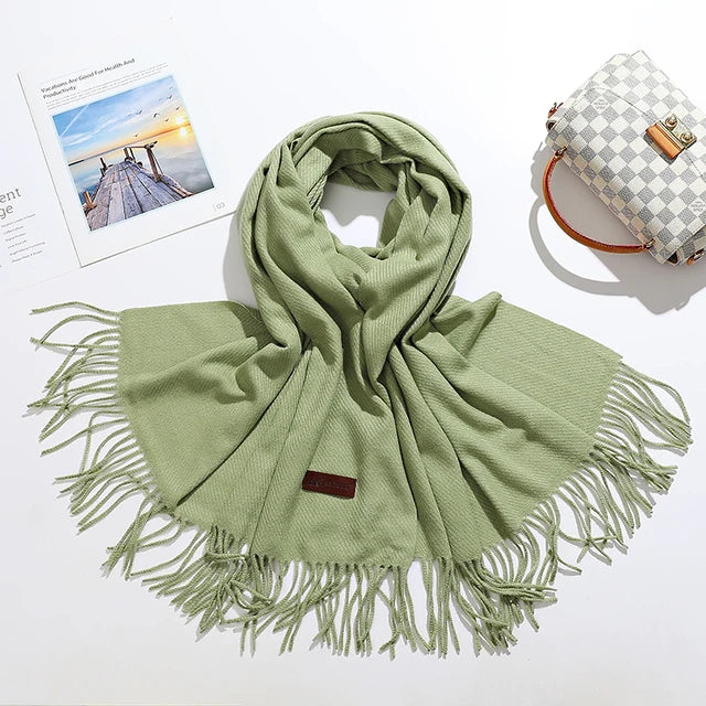 Solid Color Cashmere-Feel Winter Scarf - Soft Shawl Wrap Gift
