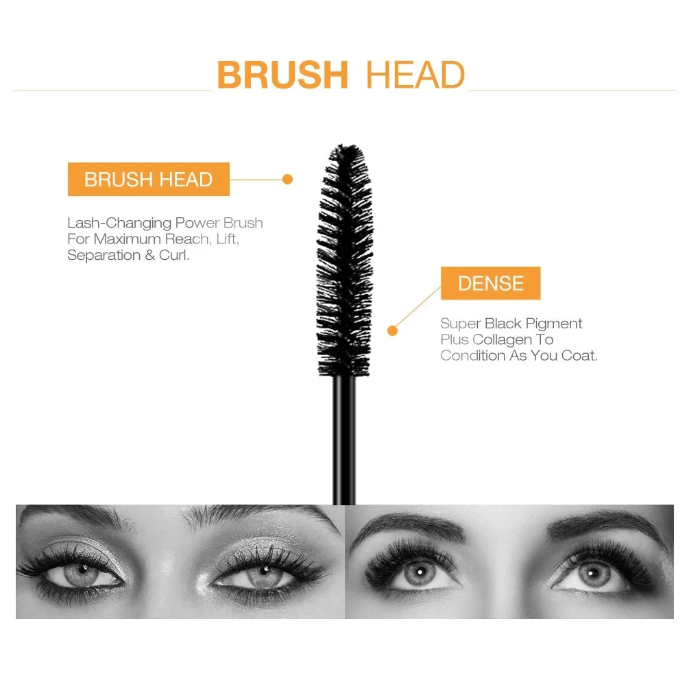 QIBEST Black Lengthening Mascara Set - Waterproof Volume Lash Makeup
