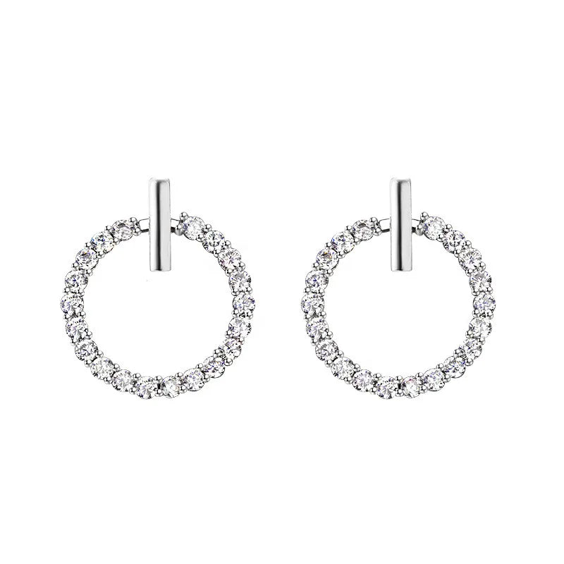 925 Sterling Silver Rhinestone Stud Earrings - Geometric Crystal Jewelry