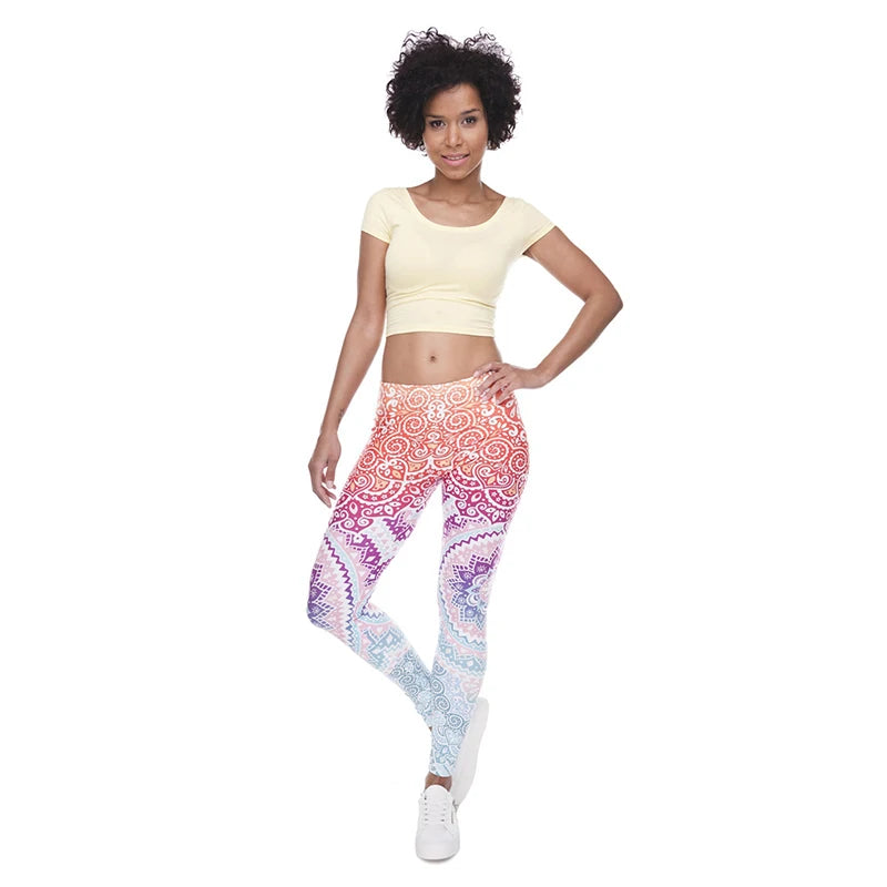 Aztec Ombre High Waist Leggings - Soft Stretch Fitness Pants