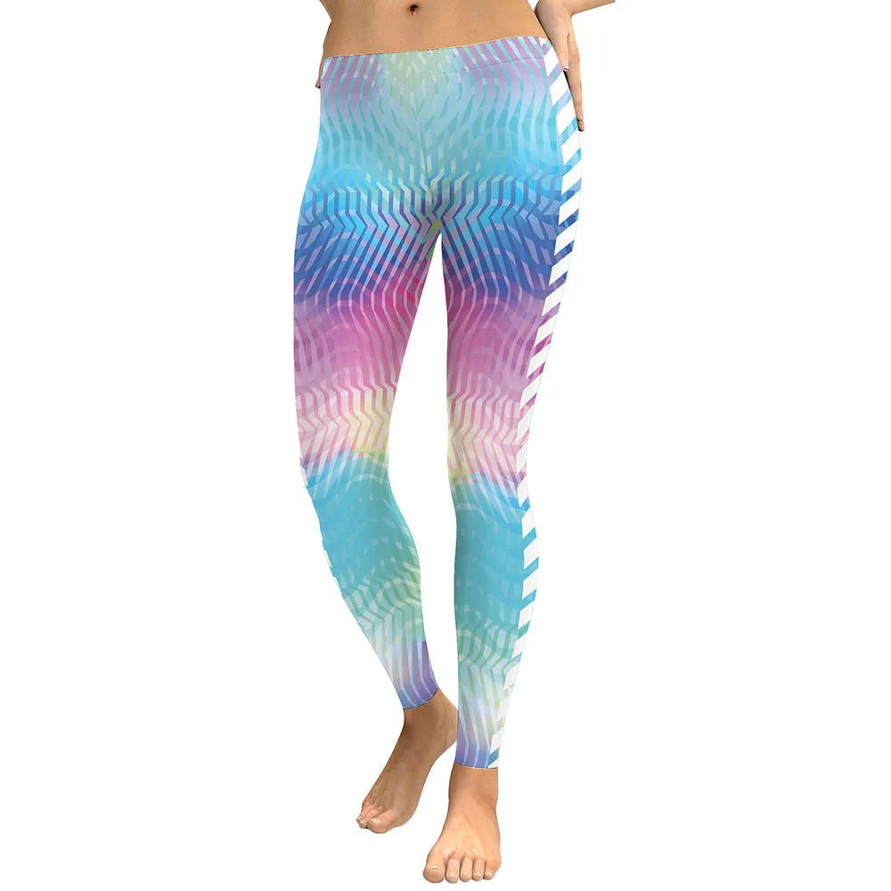 White Unicorn Print Leggings - Mid Waist Fitness and Jogging Pants