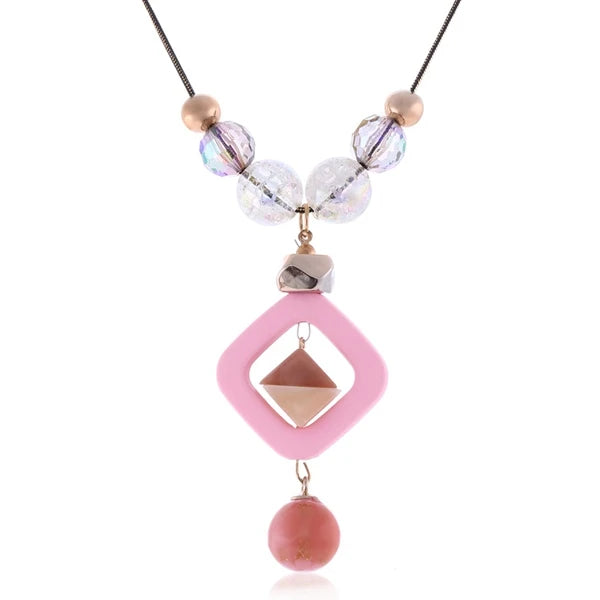 Acrylic Bead Long Sweater Necklace - Fashion Pendant Jewelry Gift