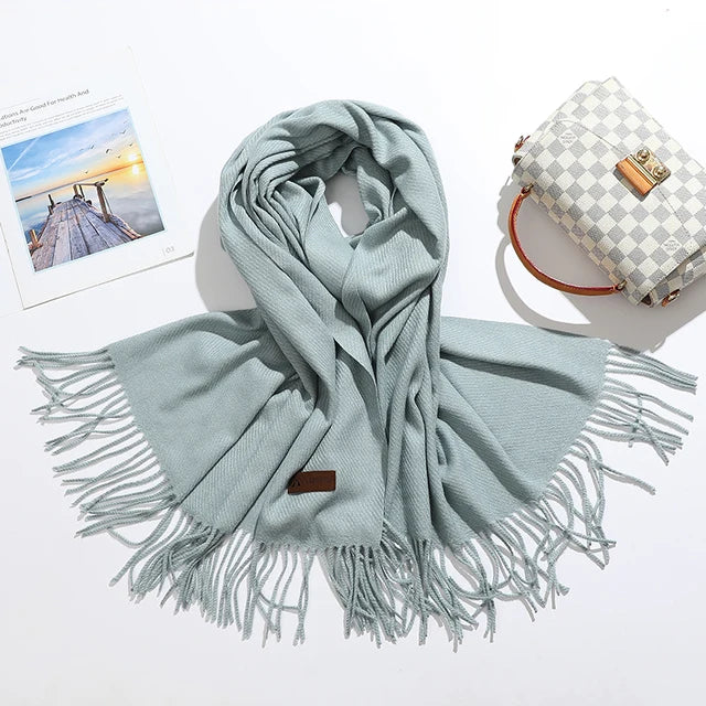 Solid Color Cashmere-Feel Winter Scarf - Soft Shawl Wrap Gift