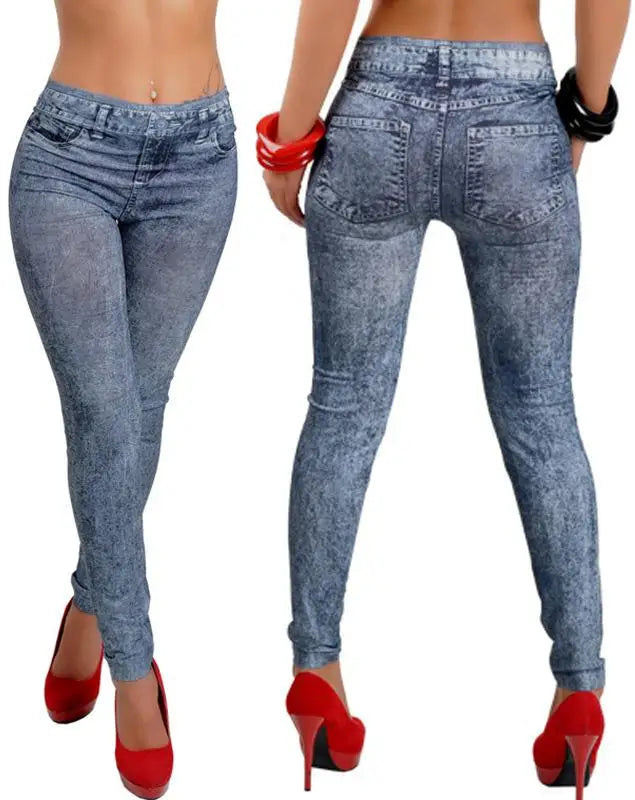 Classic Stretch Jeggings - Slim Imitation Jean Leggings