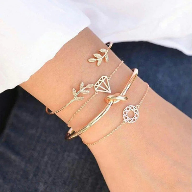 Boho Geometric Bracelet Set - Star Map Heart Charm Jewelry